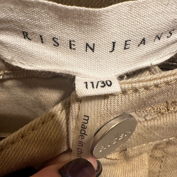 Risen Jeans High Rise Distressed Straight Leg Sand Khaki Color Sz 11 Waist 30 - Picture 9 of 16